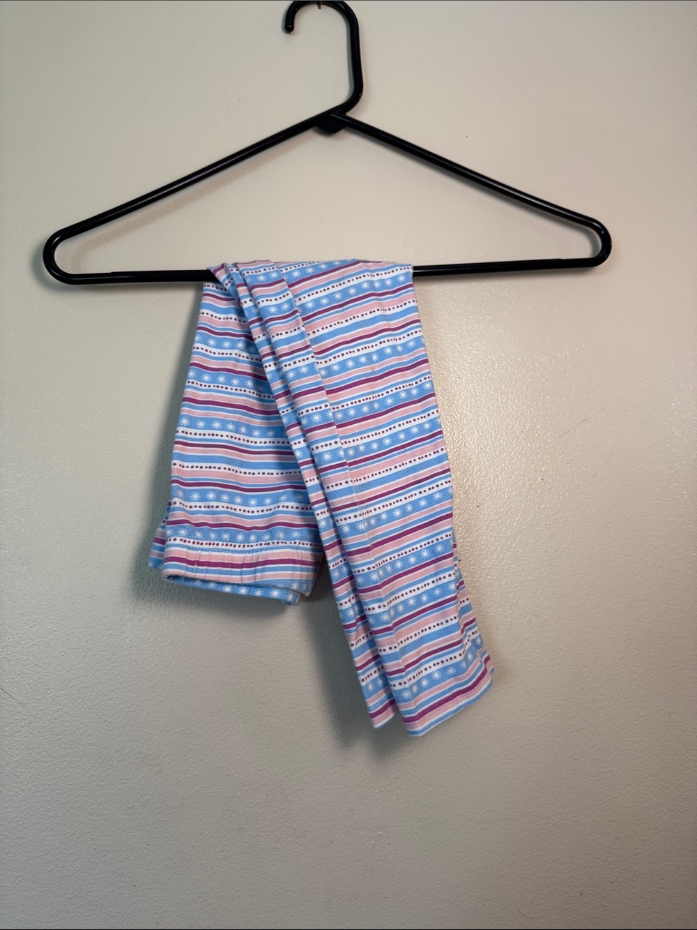 Girls' Striped Star Print Leggings - Light Blue & Pink